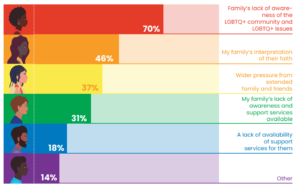 Bar graph showing percentages in multicolour